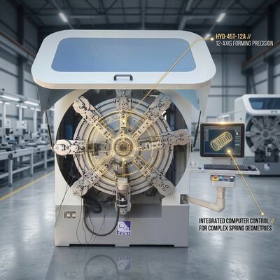 Máquina de dobra de molas de comando CNC de 12 eixos com cortador de segurança flexível