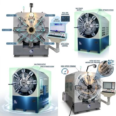 Máquina de bobina de mola CNC sem camada Sistema informatizado de diâmetro 0,3 - 2,5 mm